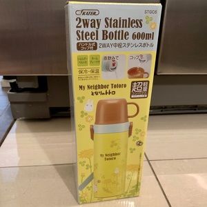 Stainless steel bottle with Totoro pattern (New)